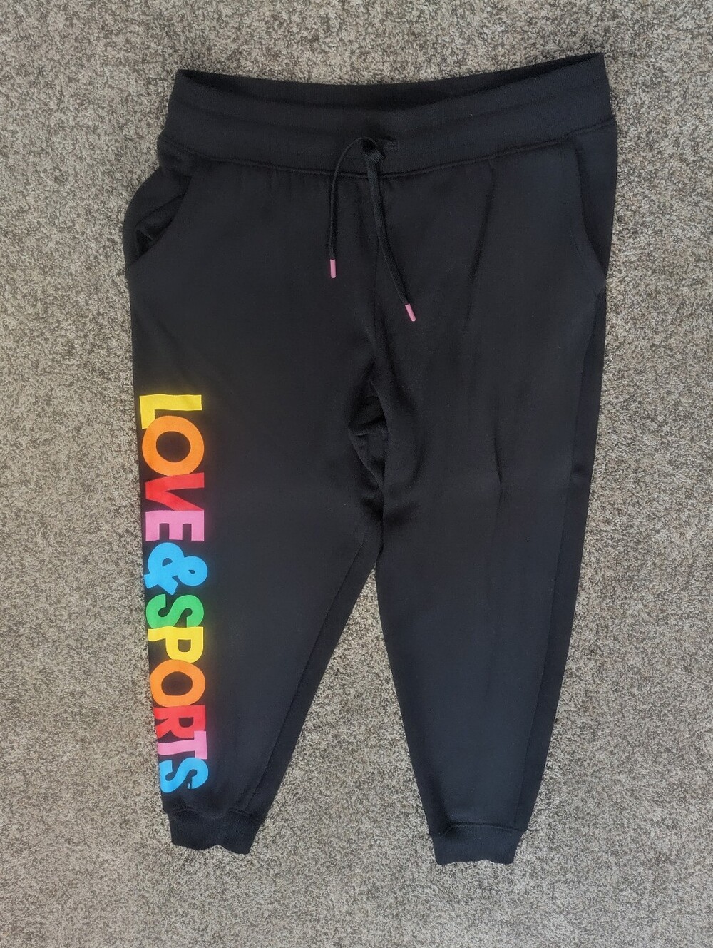 Women's Sz L(12-14) Black Love&Sport Cotton/Polyester Sweatpants With Logo